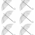 Pack X6 Paraguas Transparente Vinilico Blanco Lluvia Eventos Blanco