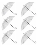Pack X6 Paraguas Transparente Vinilico Blanco Lluvia Eventos Blanco