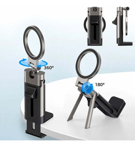 Soporte Magnético Plegable Celular 2 En 1 Con Pinza 026-16 - Imagen 6