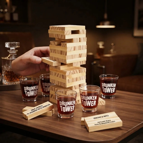 Torre De Madera Con Prendas + 4 Shots Para Previas Boliche - Imagen 7