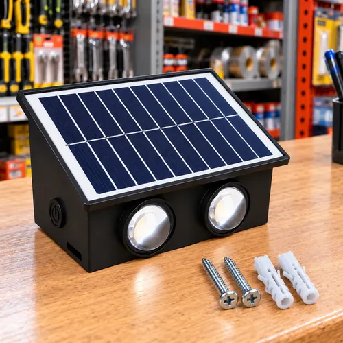 Aplique Solar De Pared 4 Led Bidireccional Jardin Exterior Negro - Imagen 7