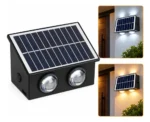 Aplique Solar De Pared 4 Led Bidireccional Jardin Exterior Negro