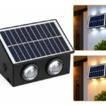 Aplique Solar De Pared 4 Led Bidireccional Jardin Exterior Negro