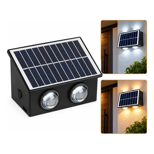 Aplique solar de pared 4 LED bidireccional jardín exterior