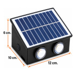Aplique solar de pared 4 LED bidireccional jardín exterior - Imagen 8