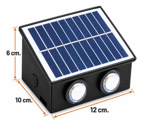 Aplique Solar De Pared 4 Led Bidireccional Jardin Exterior Negro - Imagen 8
