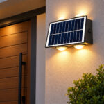 Aplique Solar De Pared 4 Led Bidireccional Jardin Exterior Negro - Imagen 3