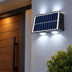 Aplique Solar De Pared 4 Led Bidireccional Jardin Exterior Negro - Imagen 2