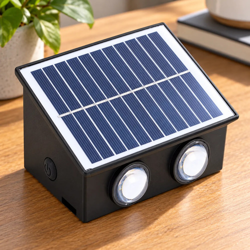 Aplique Solar De Pared 4 Led Bidireccional Jardin Exterior Negro - Imagen 5