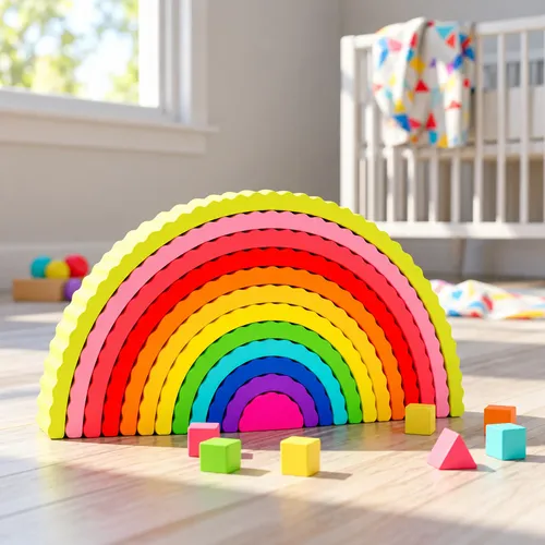 Arcoiris Juguete Apilable Encastre De Madera Infantil Aa1605 - Imagen 3