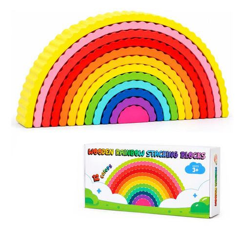 Arcoiris Juguete Apilable Encastre De Madera Infantil Aa1605 - Imagen 1