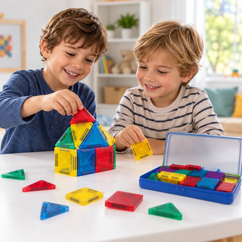Bloques Magneticos 78 Piezas En Lata Juego Didactico 1829 78 - Imagen 2