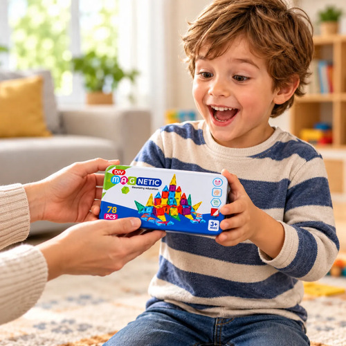Bloques Magneticos 78 Piezas En Lata Juego Didactico 1829 78 - Imagen 5