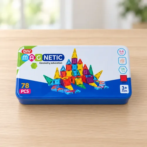 Bloques Magneticos 78 Piezas En Lata Juego Didactico 1829 78 - Imagen 3