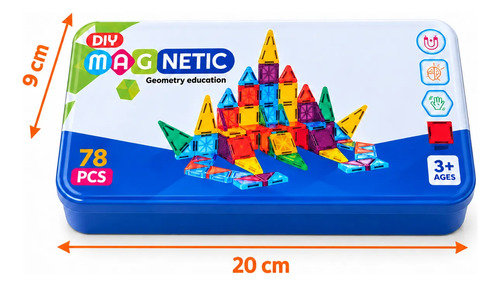 Bloques Magneticos 78 Piezas En Lata Juego Didactico 1829 78 - Imagen 6