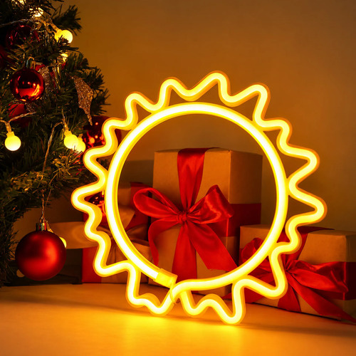 Cartel Forma De Sol Neón Led De Pared Usb Pilas Hogar 50052 - Imagen 7