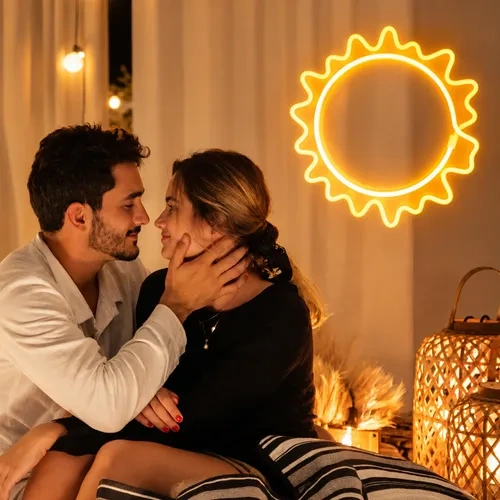 Cartel Forma De Sol Neón Led De Pared Usb Pilas Hogar 50052 - Imagen 5