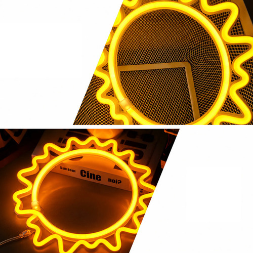 Cartel Forma De Sol Neón Led De Pared Usb Pilas Hogar 50052 - Imagen 4
