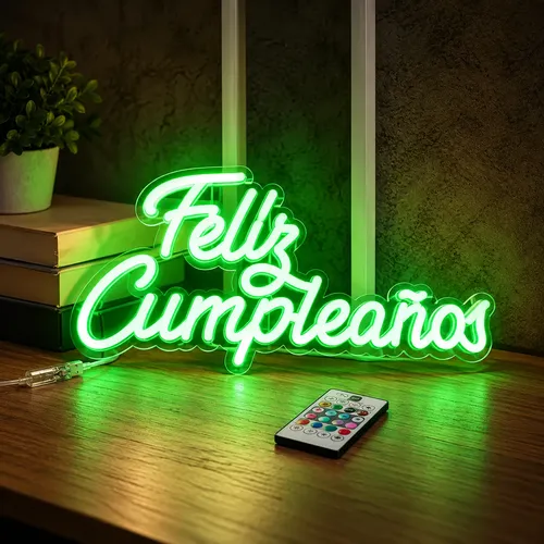 Cartel Luminoso Rgb Feliz Cumpleaños Con Control Remoto App - Imagen 2
