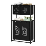 Cesto canasto organizador de ropa sucia 3 divisiones blanco con negro 50037