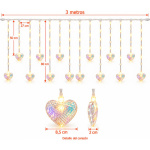 Cortina de corazones 66 LED blanco cálido 3 X 0,70 Mts Ln255 - Imagen 4