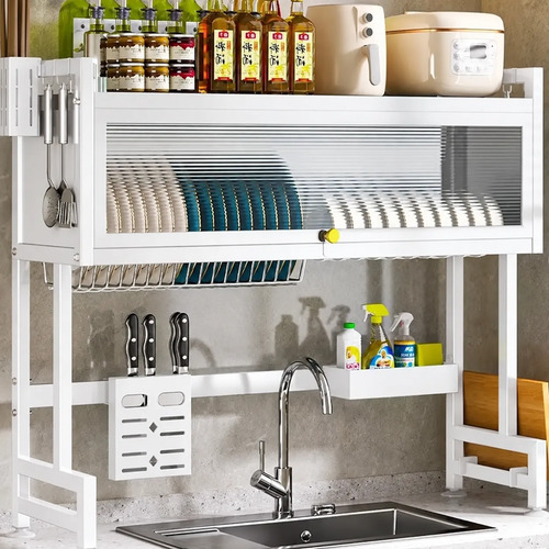 Escurridor Seca Platos 2 Niveles Con Tapa 85 Cm Cocina Or64 Negro - Imagen 10