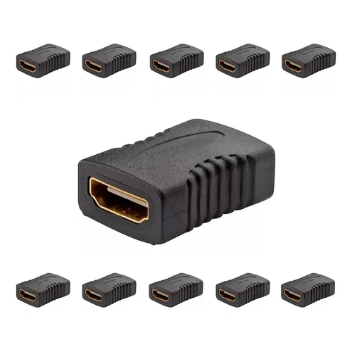 Pack X12 ficha adaptador unión cupla HDTV hembra extensor