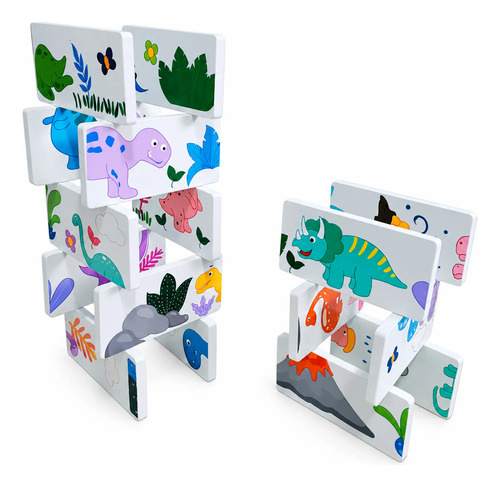 Juego de madera domino dinosaurio educativo Aa2371 - Imagen 3
