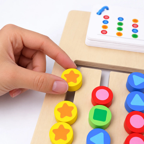 Juego de madera ingenio de 4 colores formas doble cara Aa2375 - Imagen 5