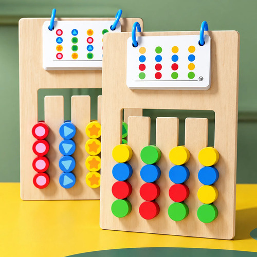 Juego de madera ingenio de 4 colores formas doble cara Aa2375 - Imagen 2