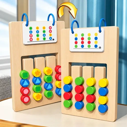 Juego de madera ingenio de 4 colores formas doble cara Aa2375 - Imagen 7