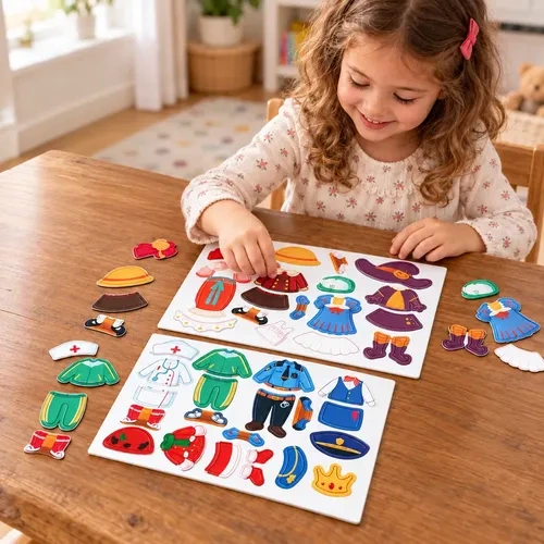 Juego didáctico rompecabeza ropa y marcador infantil Aa2377 - Imagen 3