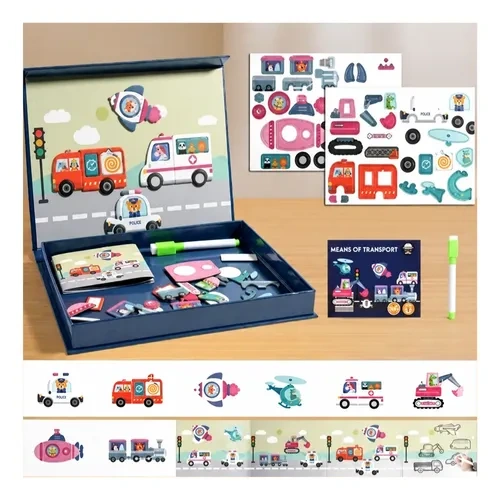 Juego autos medios de transporte didáctico magnético Aa2379 - Imagen 2