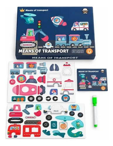 Juego autos medios de transporte didáctico magnético Aa2379 - Imagen 5