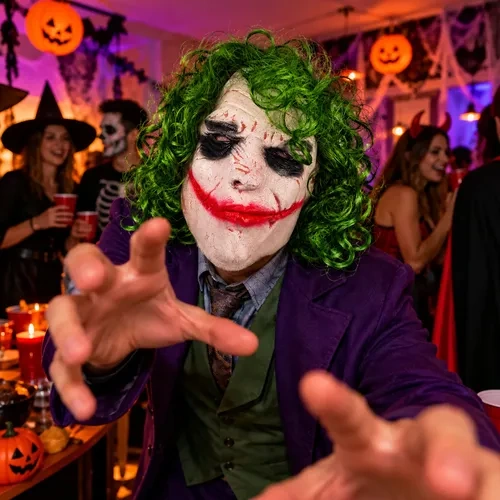 Máscara de látex payaso joker guasón fiesta Halloween Yj0150 - Imagen 2