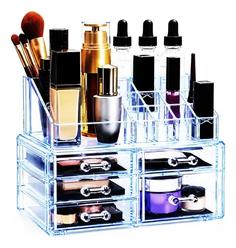 Organizador acrílico de maquillaje con compartimentos 27176 transparente - Imagen 8