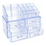 Organizador acrílico de maquillaje con compartimentos 27176 transparente - Imagen 2