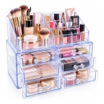 Organizador acrílico de maquillaje con compartimentos 27176 transparente