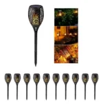 Pack X10 Antorcha Solar Led Efecto Fuego Exterior Jardín F56 Negro