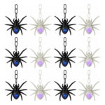 Pack X12 Arañas Colgantes Led Decoracion Halloween Yj0142