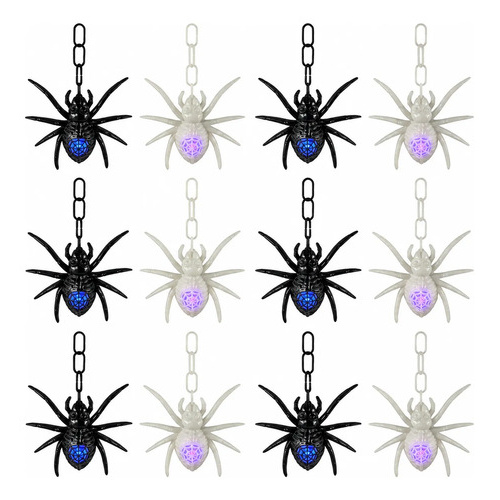Pack X12 arañas colgantes LED decoración Halloween Yj0142
