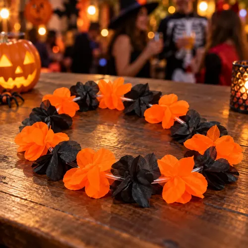 Pack X12 Collares Halloween Hawaianos Naranja Y Negro Yj0942 - Imagen 5