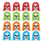 Pack X12 Mascaras Halloween Calavera Con Pelo Terror Yj0131