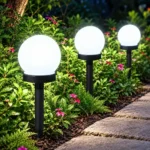 Lamparas Estacas X3 Solares Esferas Led 10 Cm