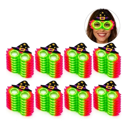 Pack X80 antifaces químicos luminosos con sombrero bruja Yj0907