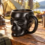Taza Calavera Negra Mate 3d Jarro 450ml Ceramica Aa2720 Negro Calavera - Imagen 4