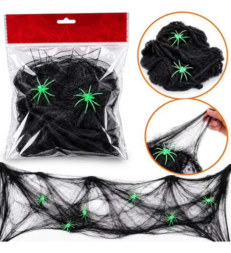 Telaraña Halloween Cotillon + 2 Arañas Fluorescentes 01-01 - Imagen 1