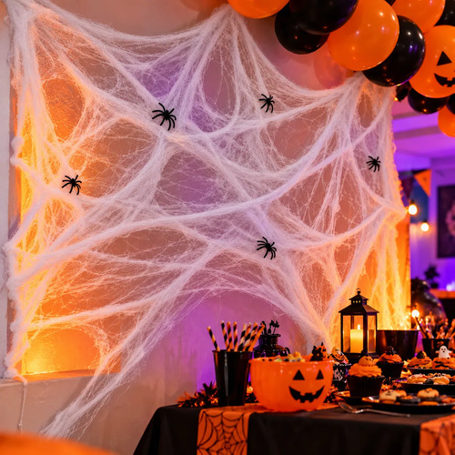 Telaraña blanca deco Halloween Cotillon + 2 Arañas 01-01 - Imagen 4